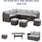 Moootto 7-Pieces PE Rattan Wicker Patio Dining Sectional Cusions Sofa Set TBZOKX-016GRHY - alternate 4